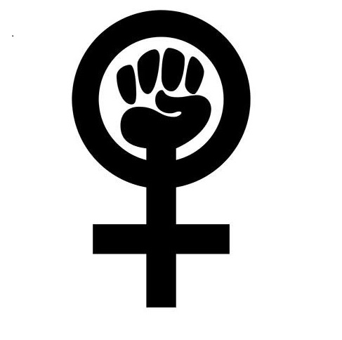 Feminismus Symbol mit Faust in der Mitte, Schwarz Weiss